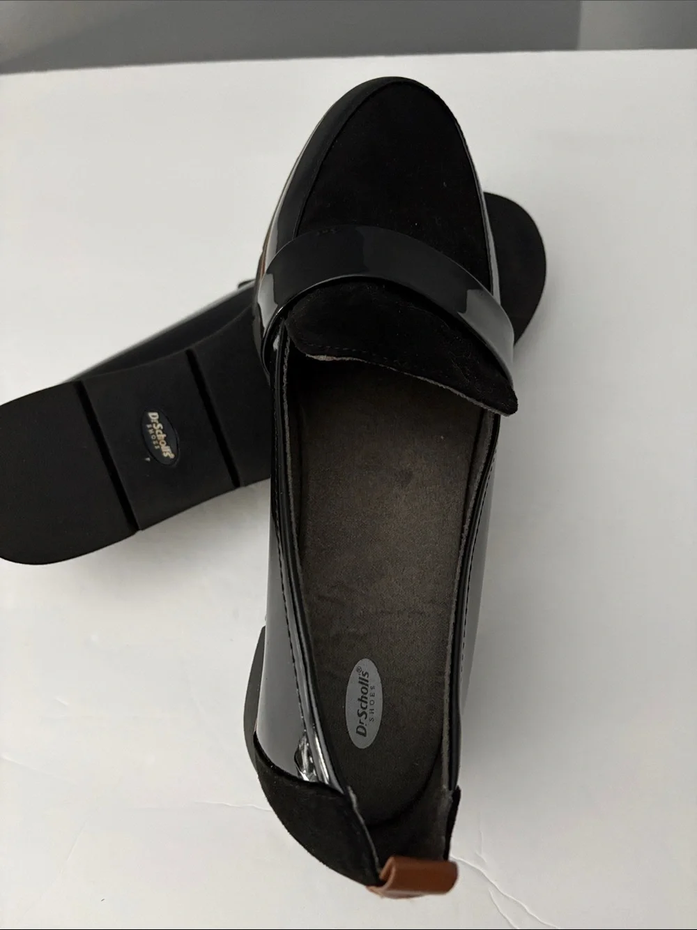 Dr. Scholl’s Black Patent & Suede Loafers for Women